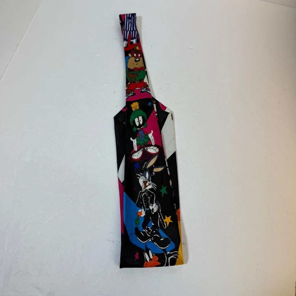 Vintage 1993 Looney Tunes Mania Character Print Necktie Bugs Bunny Taz 90s Tie